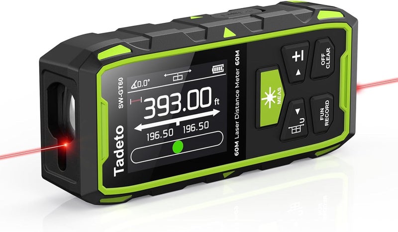 Tadeto Dual Laser Measuring Tool, 393FT/120M Bilateral Laser Measurement Tool Backlit LCD Display, Rechargeable Laser Measure with Ft/in/M Multiple Units Length/Area/Volume/Angle - Image 1